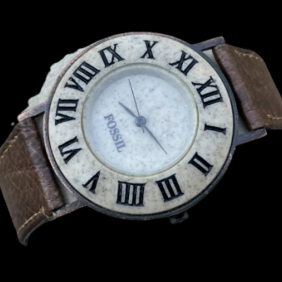 Rare Vintage Fossil Wrist Watch Brown Leather Band Analog - Picture 4 of 11